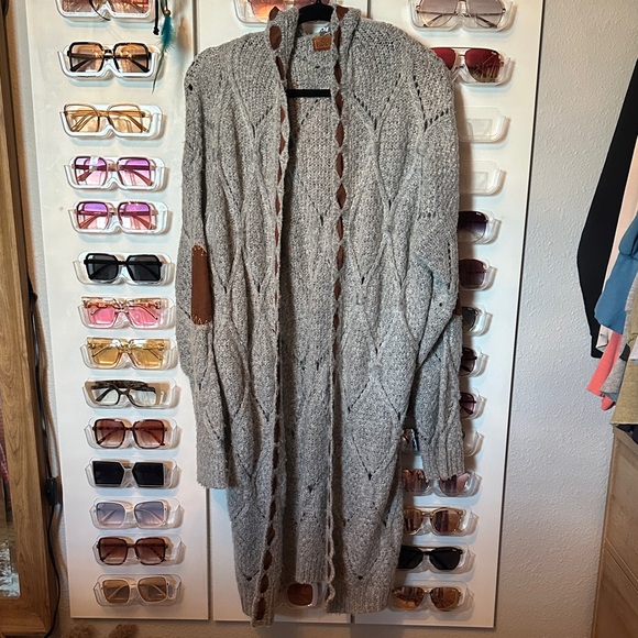 POL Sweaters - PolGray Cable Knit Long Cardigan Sweater